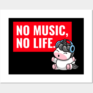 No music No life - Cute Unicorn Posters and Art